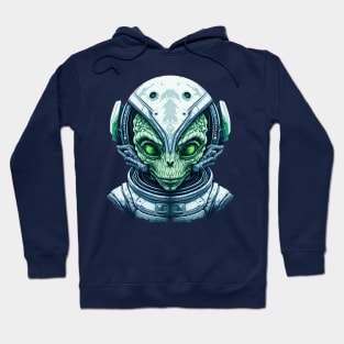 Alien Pilot  - Green Alien Head with Helmet Hoodie